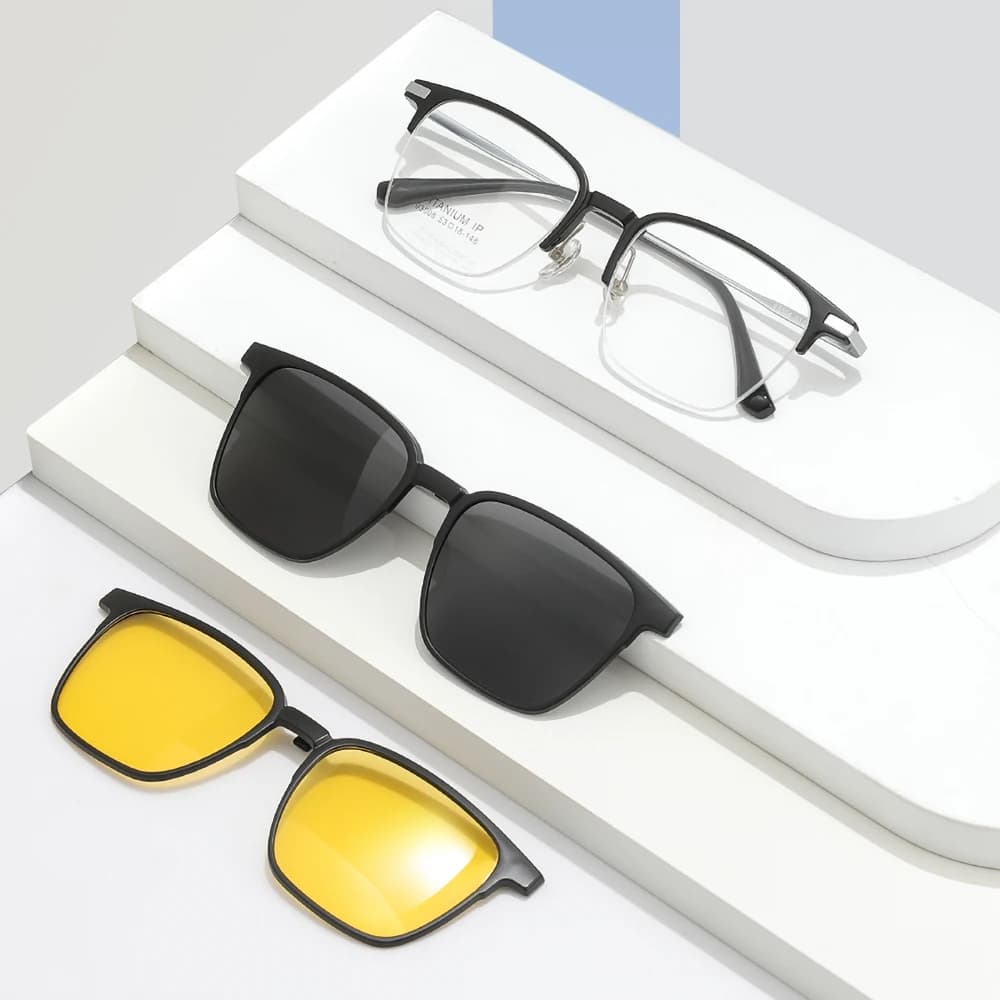 Monture de lunettes en titane pur pour femmes et hommes, lunettes de soleil à clip polarisé, vision 