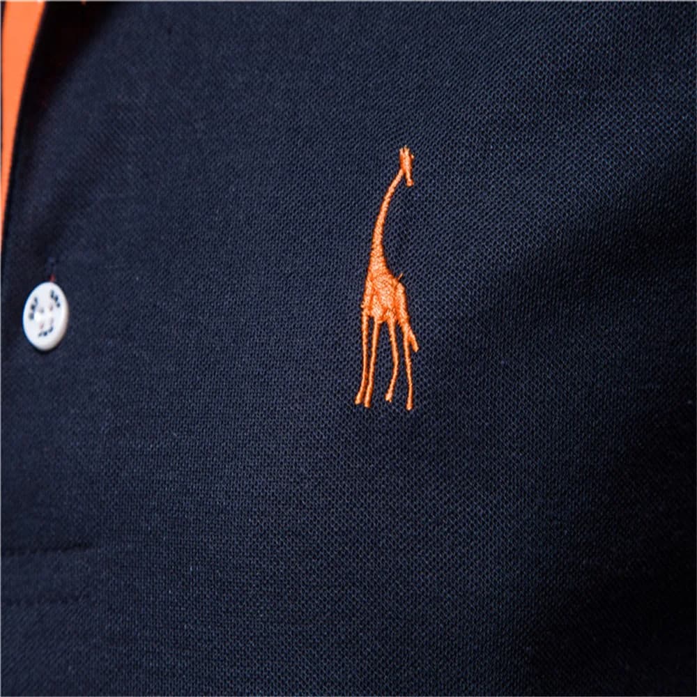 Polo Girafe à Manches Courtes pour Homme, Chemise Brodée de Qualité, Décontractée, Business, Social,