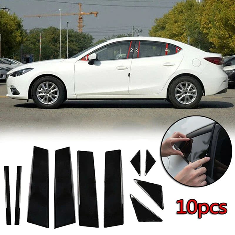 Autocollants de couverture de garniture de porte, poteaux de pilier de fenêtre de voiture, autocolla
