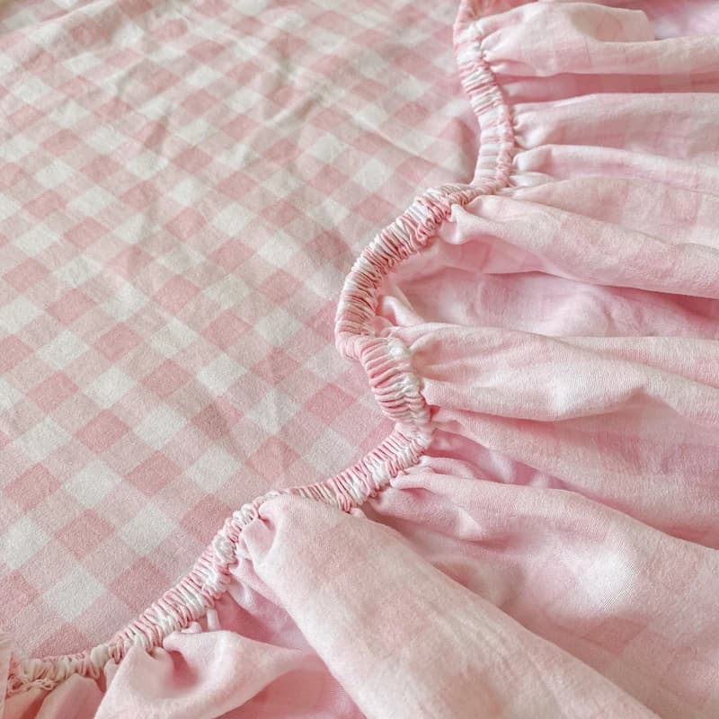 Drap-housse de Style à carreaux, couvre-lit élastique doux pour la peau, pour filles et garçons, cou