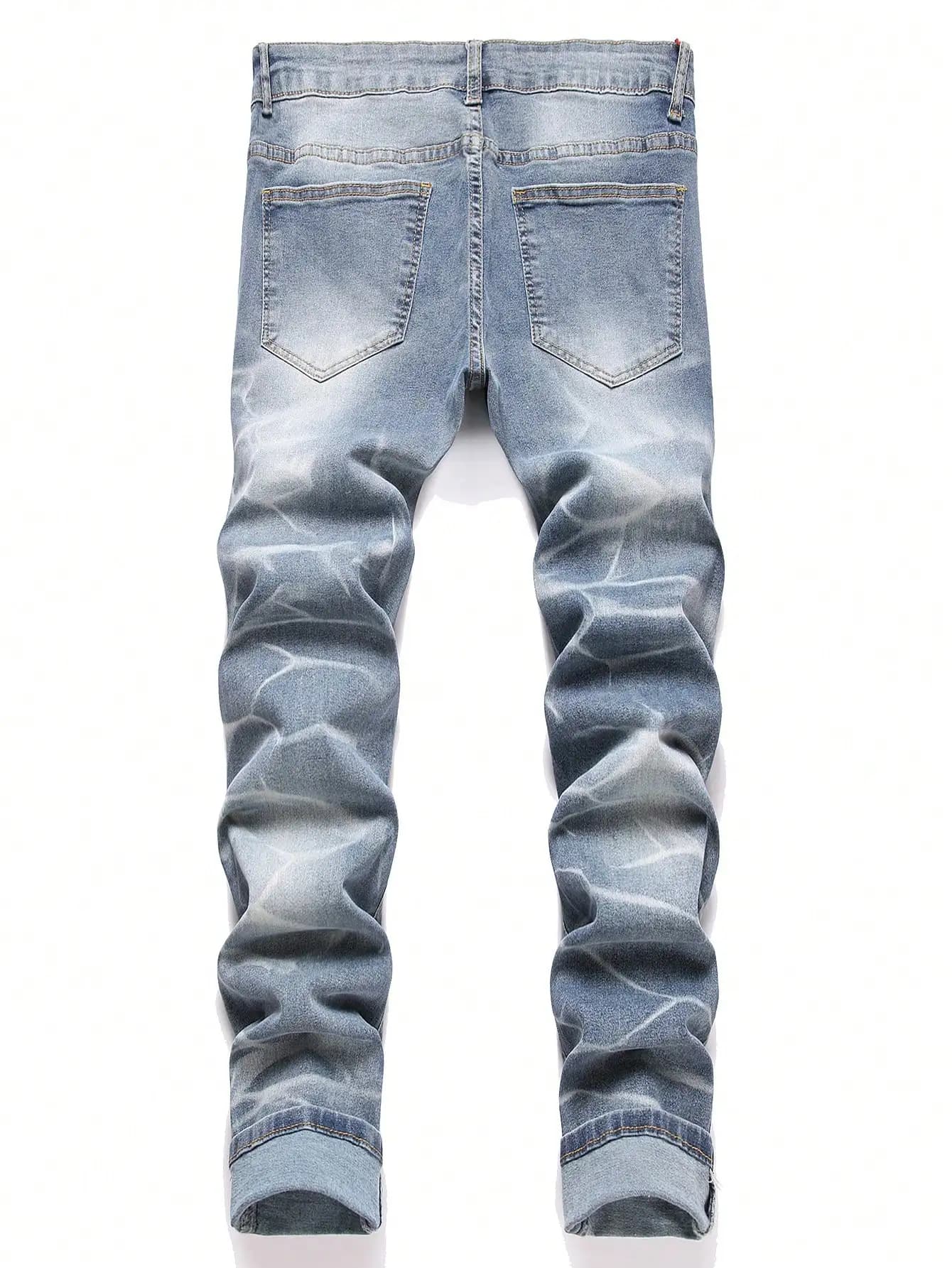 Mode hommes jean pantalon Stretch bleu jean moulant pour hommes décontracté coupe ajustée Denim pant