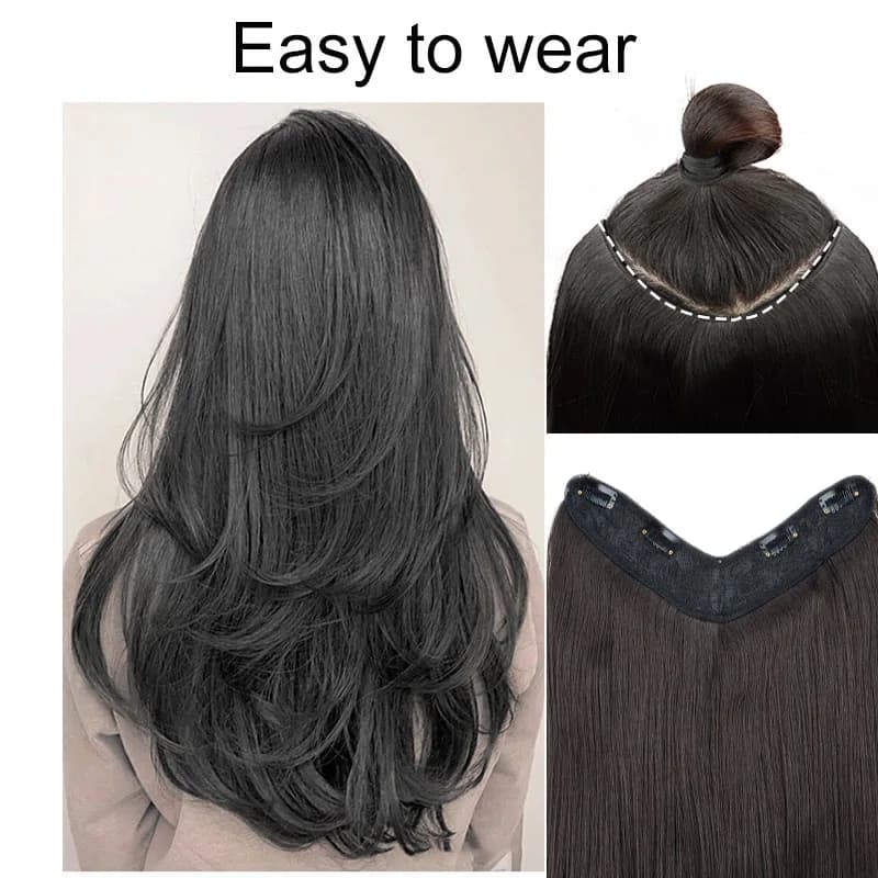 WIGSIN 22 pouces synthétique en forme de V couches 4 Clips longue Extension de cheveux raides mode p