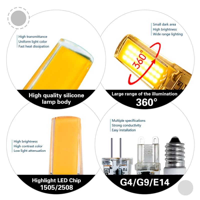 G4 LED COB lampe G9 3W 6W COB LED ampoule E14 Dimmable AC/DC 12V 220V Lampada remplacer halogène lum