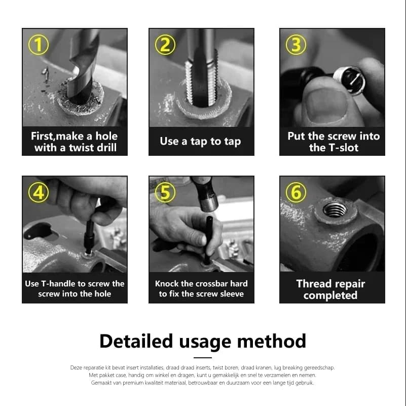 Insert de réparation de filetage UNC UNF Helicoil, outil de bobine Pro de voiture, perceuse à taraud