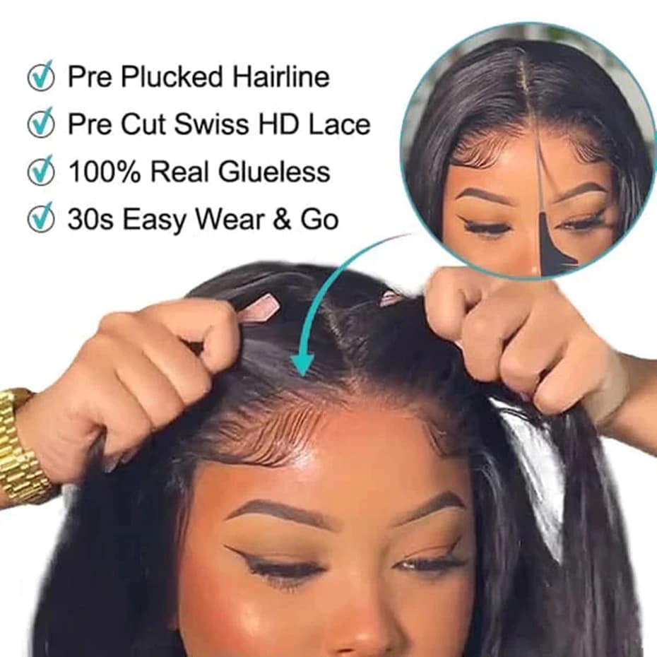 Perruque Lace Frontal Wig 100% naturelle, Body Wave, sans colle, 6x4, 5x5, 9x6, 7x5, 13x4, 13x6, 360