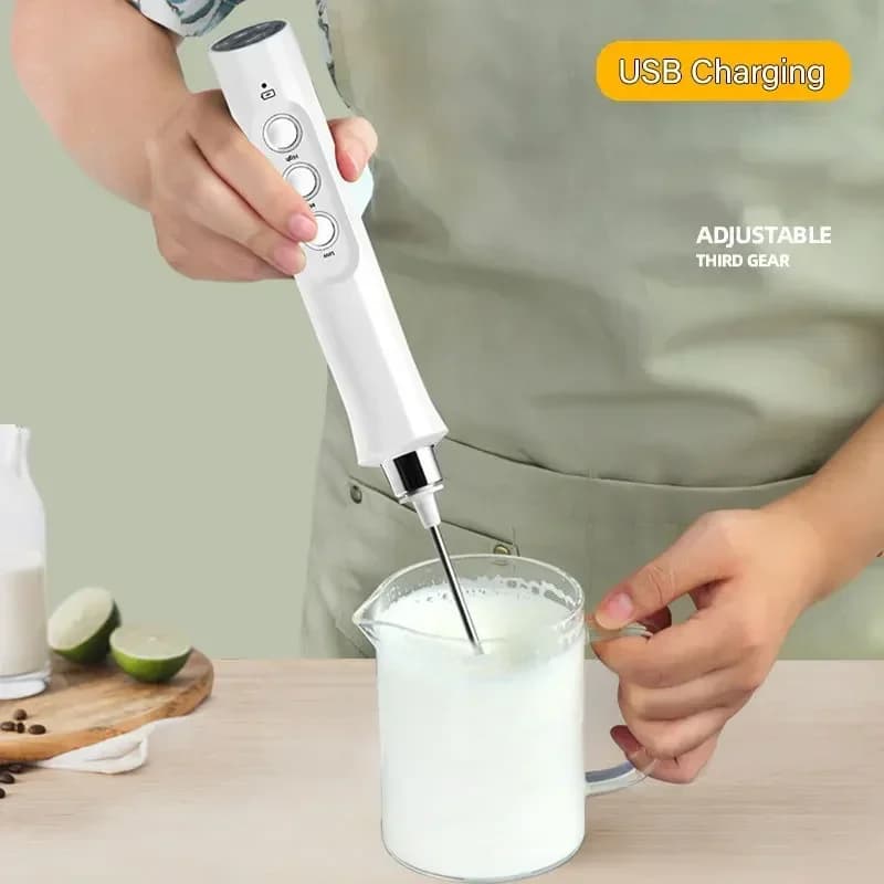 Mousse de lait électrique sans fil, Rechargeable par USB, 3 vitesses, pour Latte, Cappuccino, chocol
