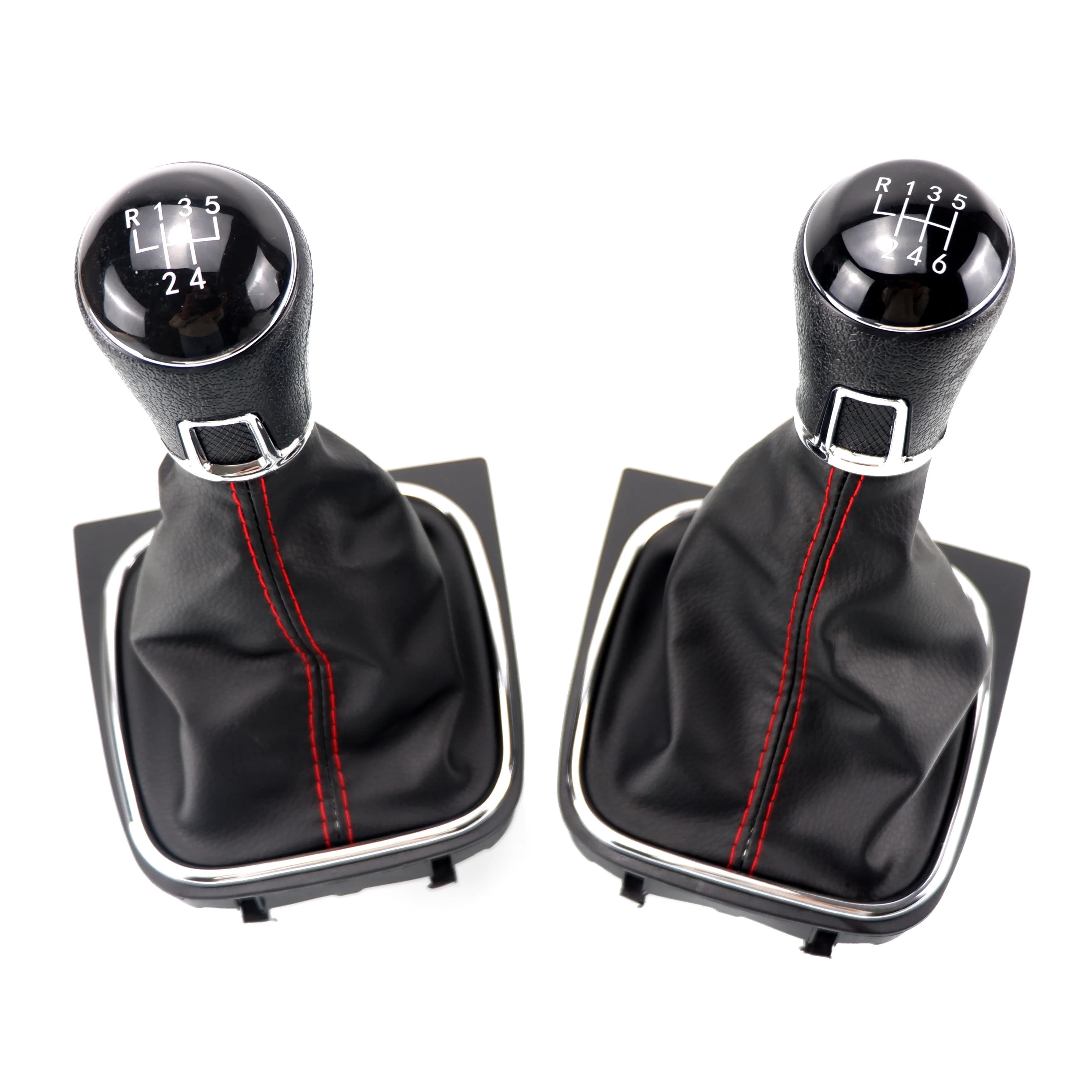 Pommeau de levier de vitesse 5/6 vitesses et Gaitor de démarrage, ensemble en cuir noir pour VW Golf