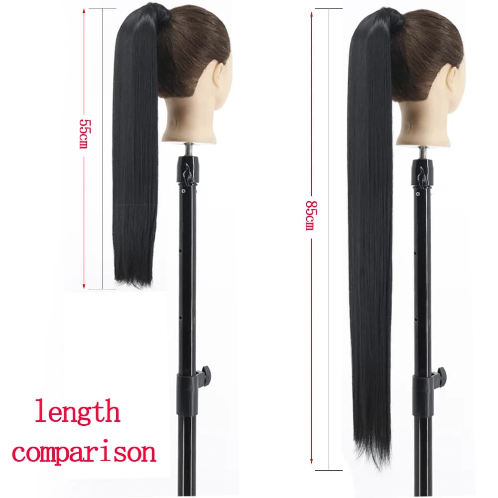 LISI GIATV-Extensions Capillaires Synthétiques sulfet Lisses, Queue de Cheval Ronde, Postiche Noire 