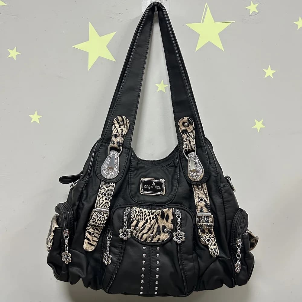 Sacs à main vintage pour femmes, sacs à bandoulière en cuir PU tendance, sacs à main de grande capac