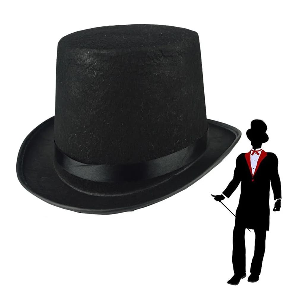 Chapeau haut-de-forme noir pour enfants et adultes, chapeau de magicien pliable de luxe, accessoire 