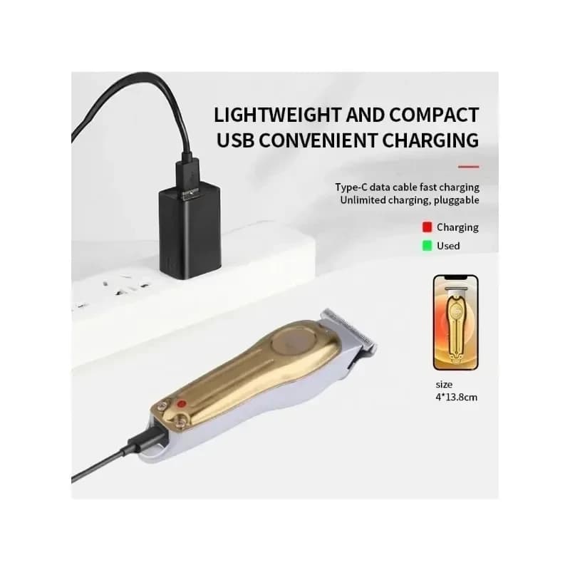 Tondeuse à cheveux électrique en gros or argent document Kemei KM-679 USB charge Mini LCD lumière ca