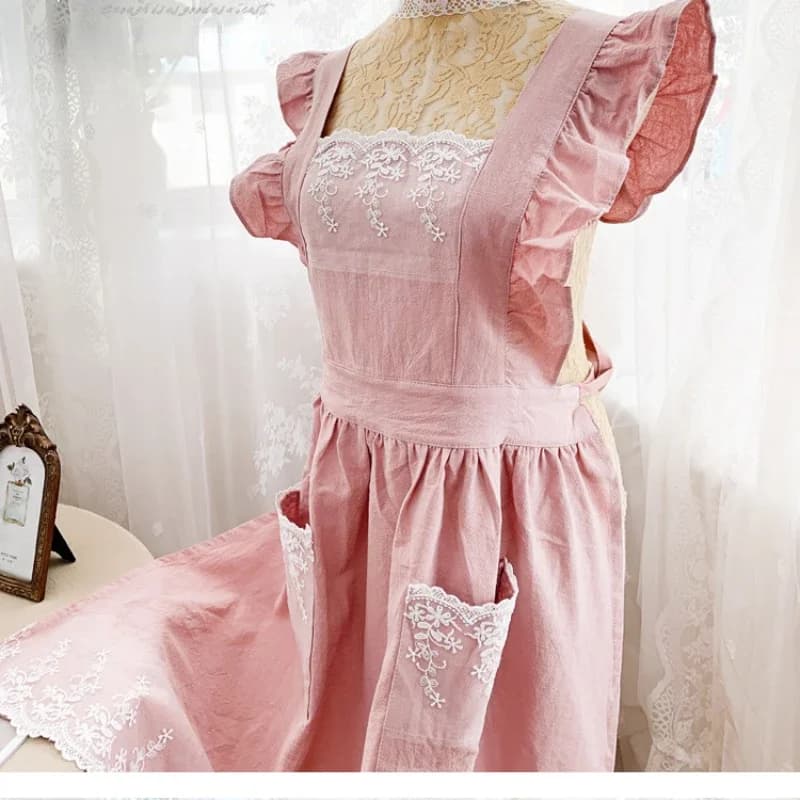 Femmes femmes tablier coton lin tabliers robe jardin café cuisine fleuriste palais Style Vintage mod