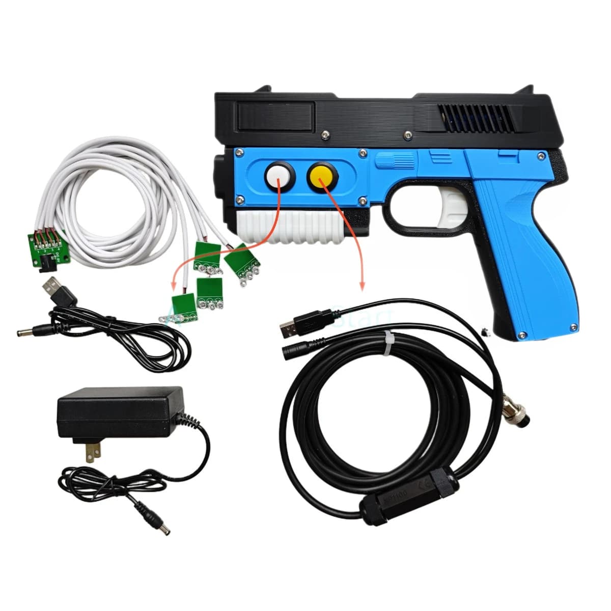 G4IR / OpenFire Light Gun Set Contrôleur de jeu de tir pour jeux PC – Recoil, USB + capteur IR + ada