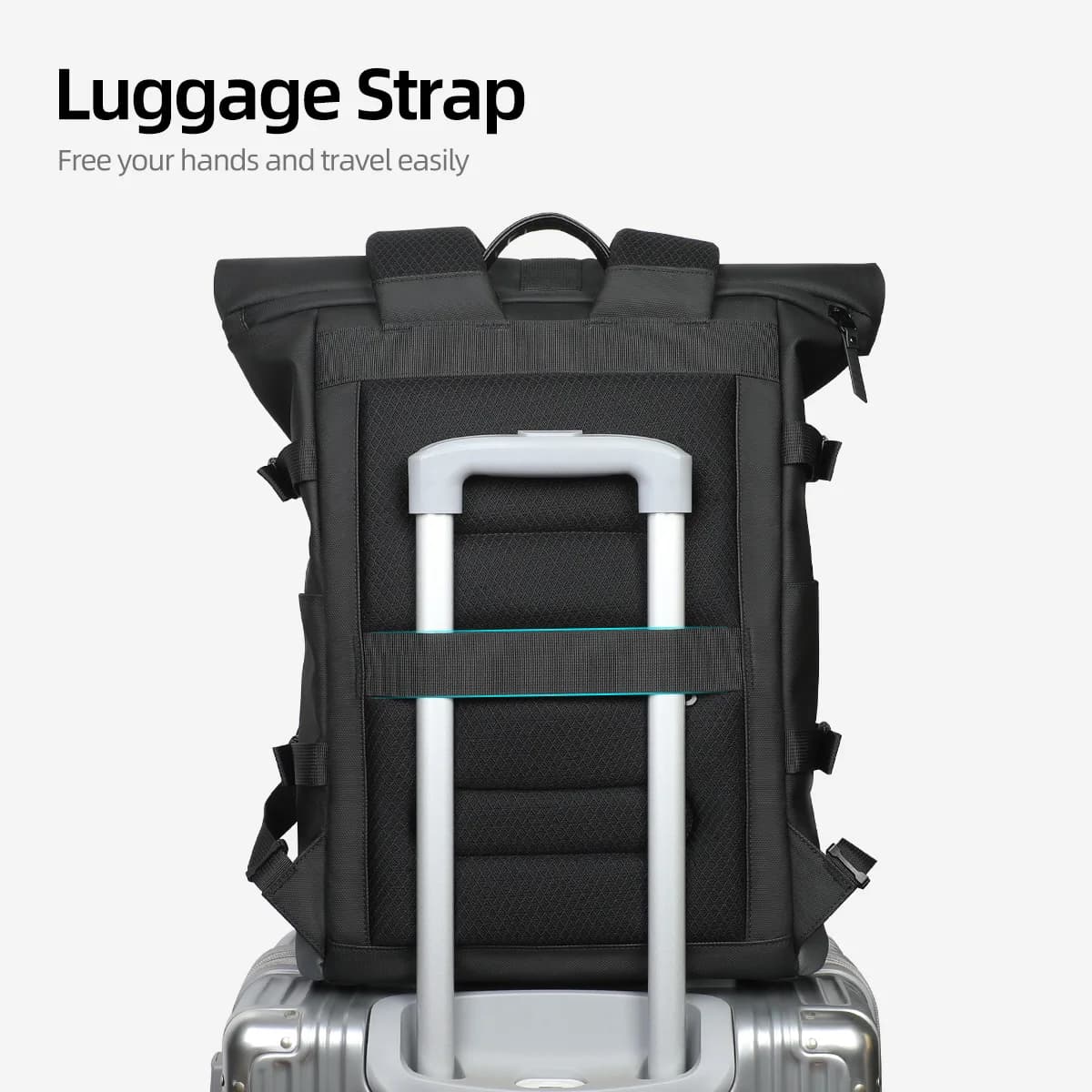 HK sac à dos étanche à roulettes pour hommes grande capacité extensible 17 pouces pochette d'ordinat