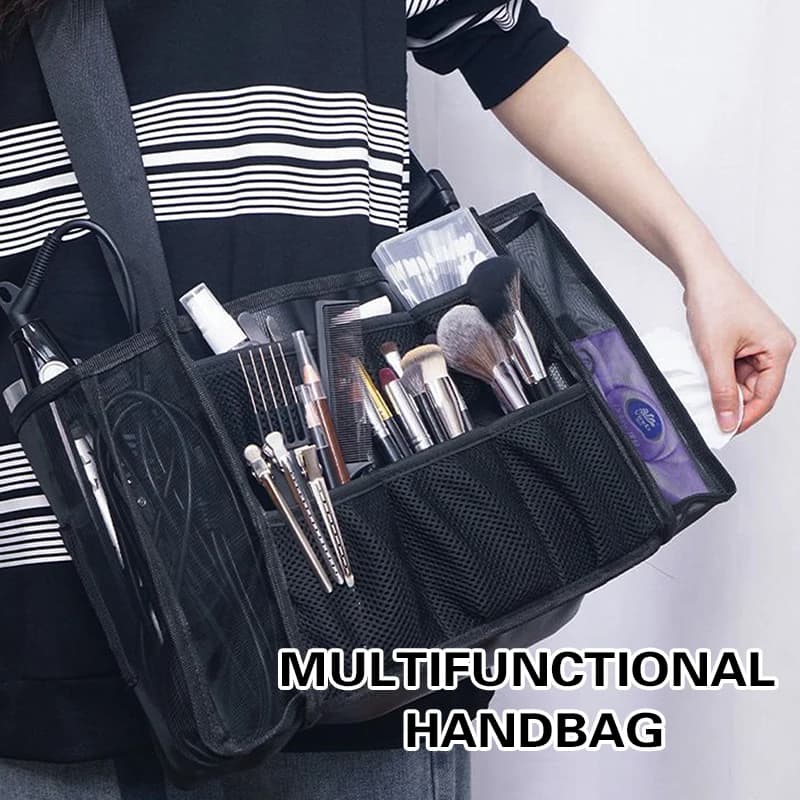 Sac de maquillage portable avec grille transparente, porte-pinceau de maquillage transparent, outil 