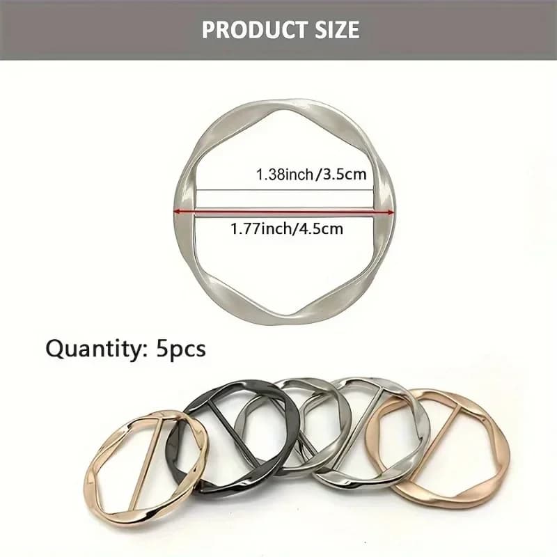 5 pièces mode métal rond cercle pince boucle châle T-Shirt cravate pince broche taille boucle polyva