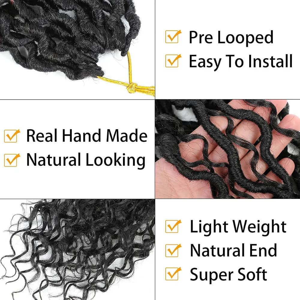 14 "Faux Locs Crochet cheveux 8 paquets pré-bouclés déesse Locs Crochet cheveux avec extrémité boucl
