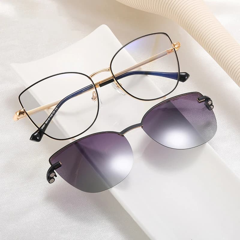 Cateye femmes pince magnétique lunettes de soleil polarisées lunettes de Prescription optique mode m