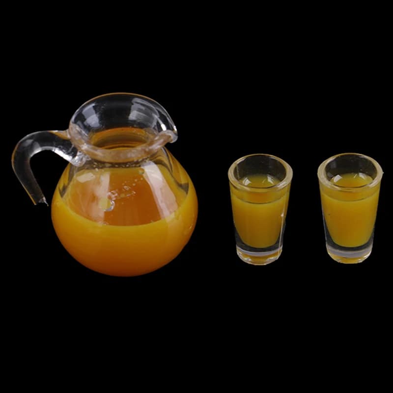 [DO] 1 ensemble de carafes à jus/lait miniatures pour maison de poupée, accessoires de cuisine minia