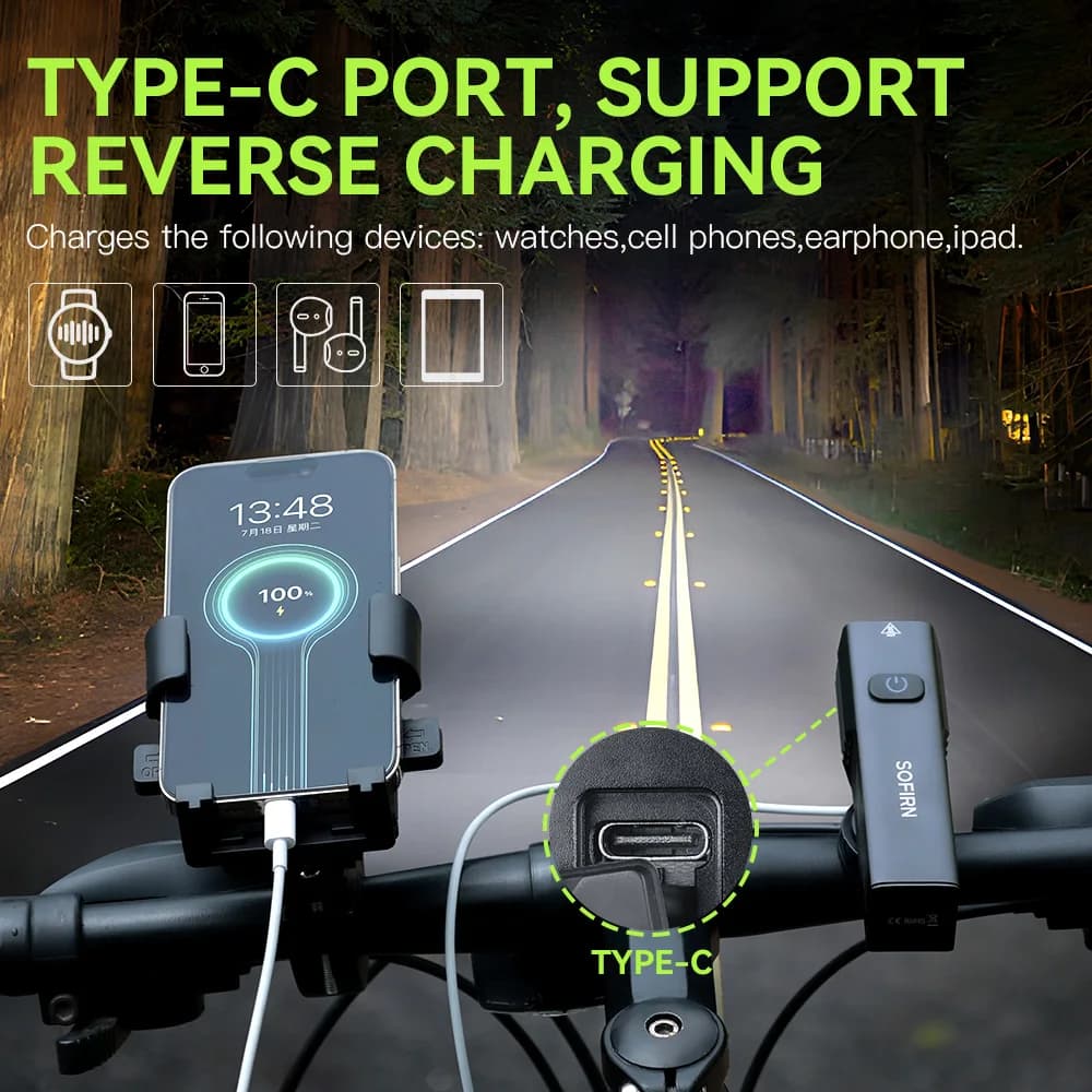 Sofirn BS01 lumière de vélo IP65 étanche 2000LM vélo 5000mAh batterie lampe de poche USB charge régl