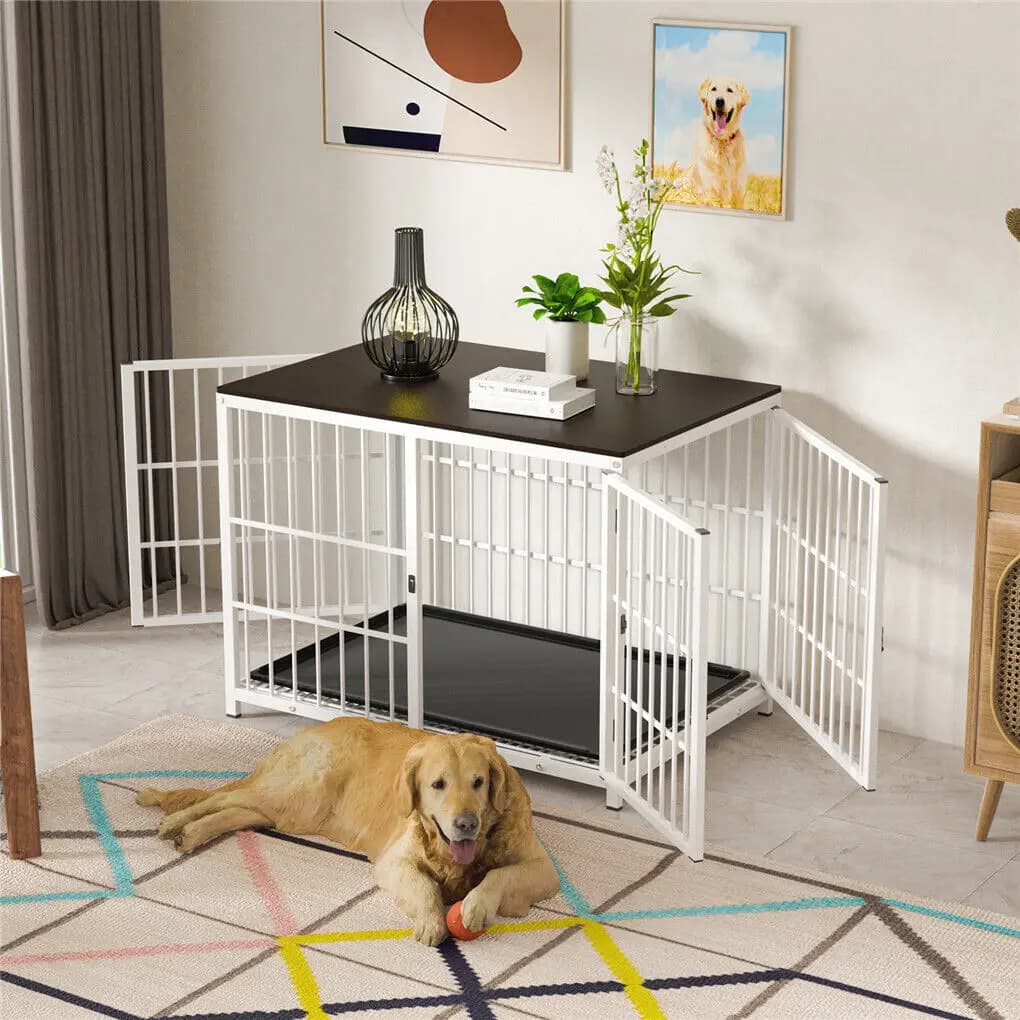 RapDuty-Chenils en métal et bois pour animaux de compagnie, caisse pour chien, table d'extrémité, me