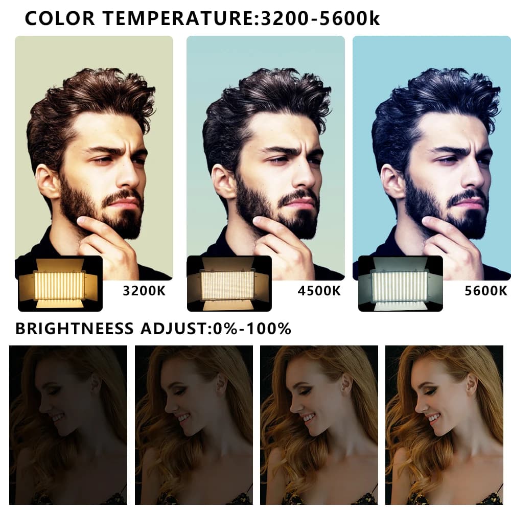 Nagnahz U800+ LED Video Light Photo Studio Lampe Bicolore 2500K-8500k Dimmable avec Trépied Télécomm