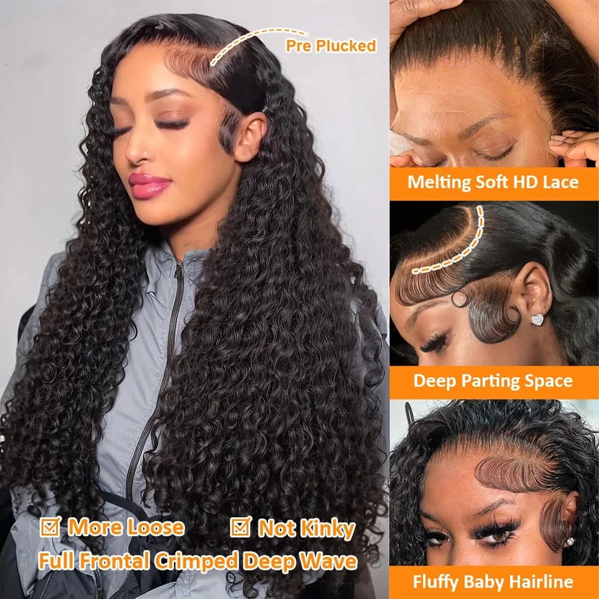 250% densité Jerry bouclés vague 13x6 perruques de cheveux humains 13x4 HD Transparent dentelle fron