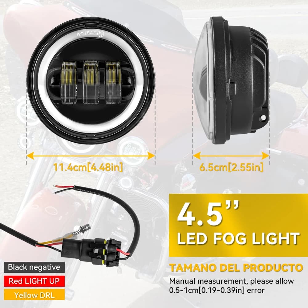 Phare LED de 7 pouces + phares antibrouillard 4.5 pouces, support de 7 pouces, pièces d'anneau de mo