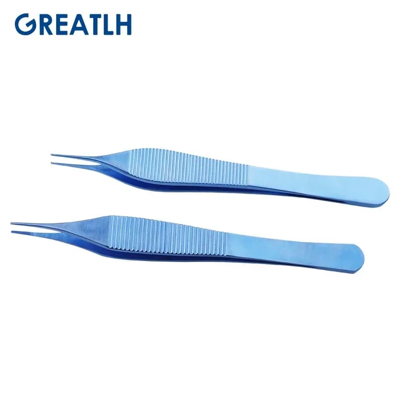 Pince à tissu ophtalmique Adson en titane, pointe dentelée/dents de 122mm, Instrument chirurgical po