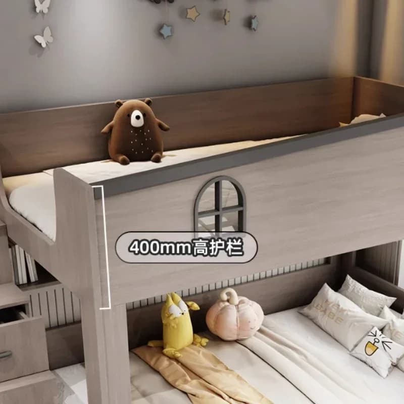 Lit superposé enfants avec tiroir de rangement loft lit double escaliers d'escalade cadres complets 