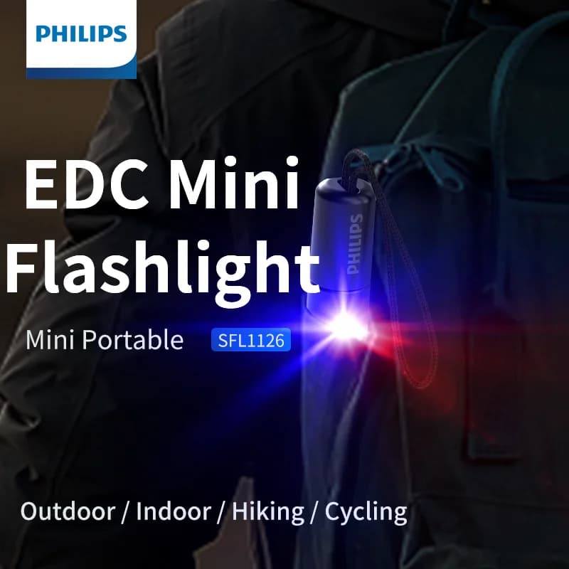 Philips Nouveau 7cm LED Rechargeable Mini Portable lampe de Poche 7 Modes D'éclairage Pour La Randon