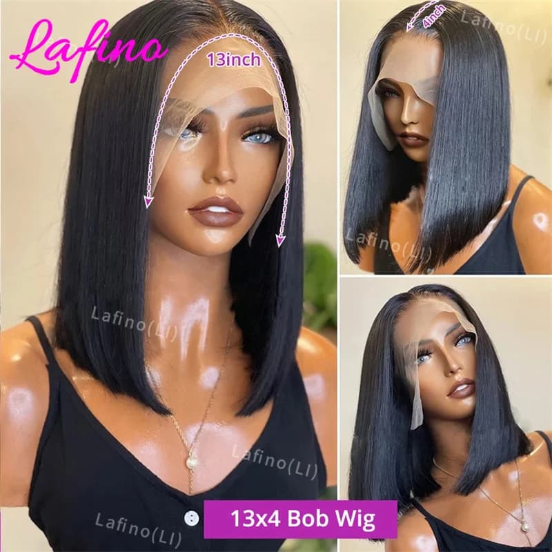 Perruque courte bob 13x6 HD Lace Frontal, lisse comme un bâton, sans colle, pré-coupée, avec closure