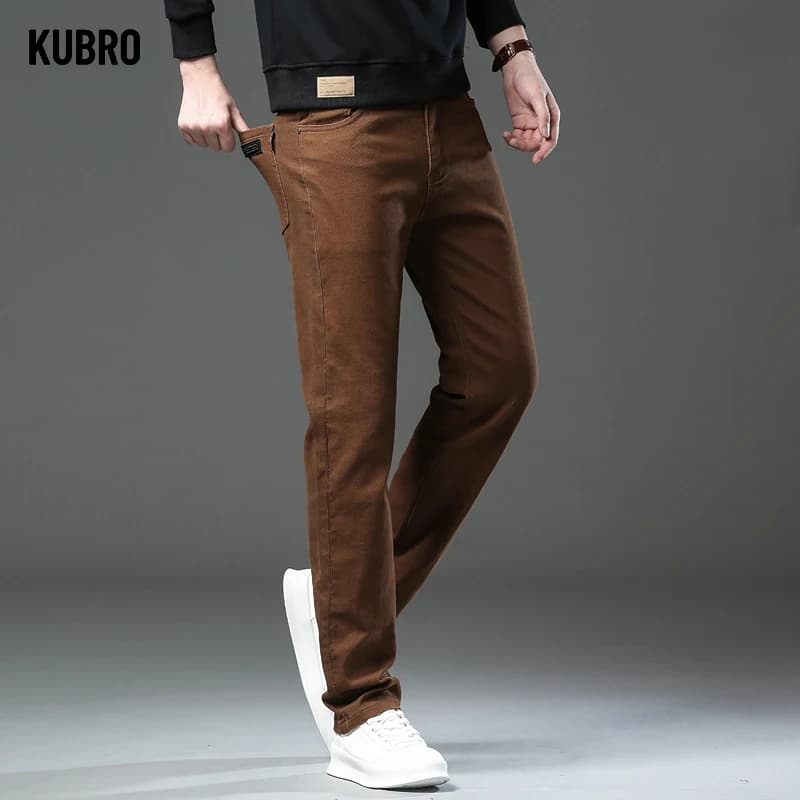Mode ample droite affaires décontracté Stretch Denim pantalon homme marque pantalon 3 couleurs grand