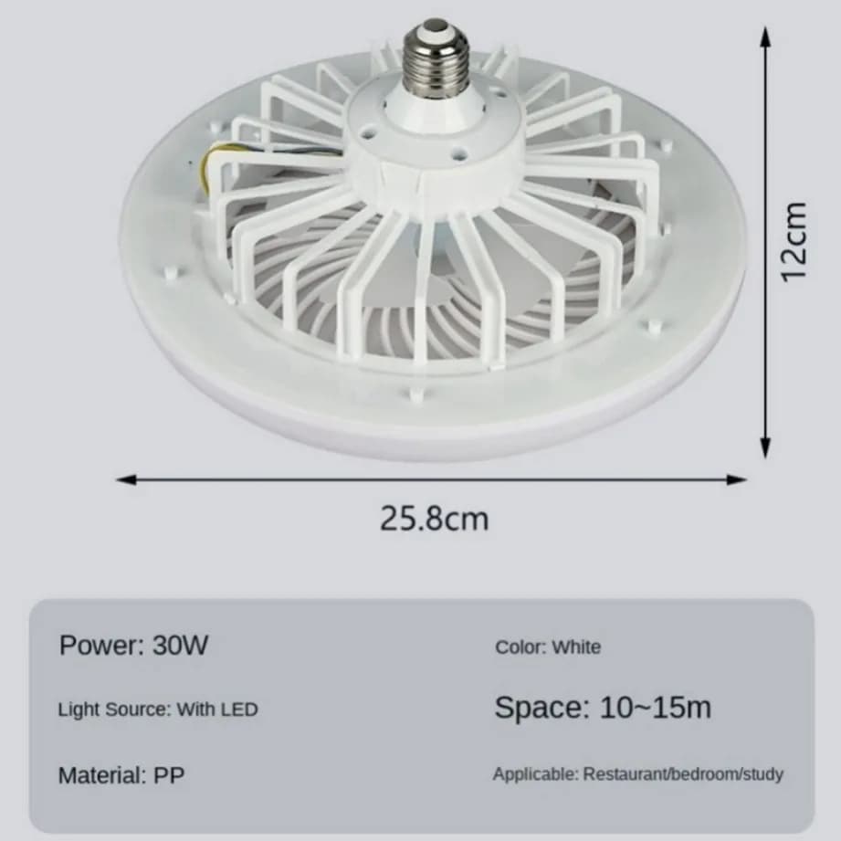 Ventilateur de Plafond avec Lampe d'Éclairage, Base de Convertisseur, avec Télécommande, Silencieux,