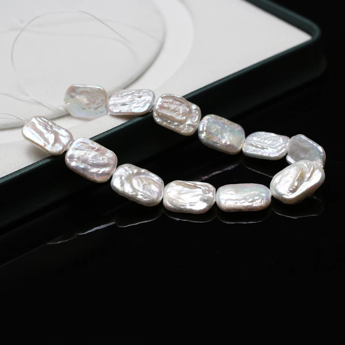 Perles rectangulaires 12x16mm, 18cm, fil de perles d'eau douce naturelles pour la fabrication de bij