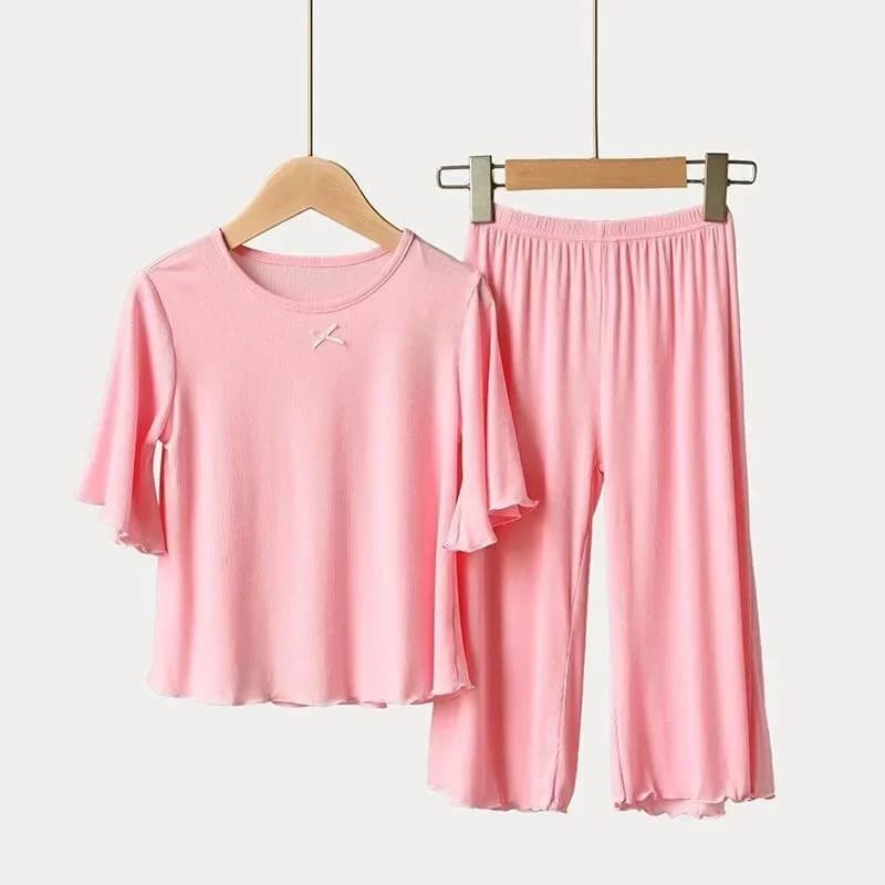 Ensembles d'été pour filles, ensemble fin à manches courtes pour enfants, vêtements de maison pour f