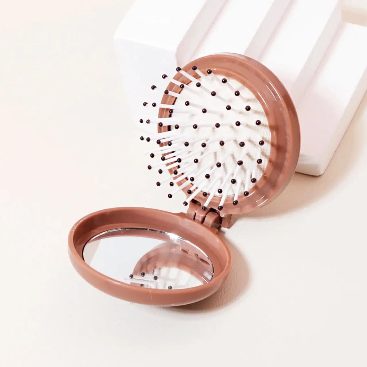 Mini miroir de massage à tête pliante, accessoires de coiffure antistatiques, brosse à cheveux porta
