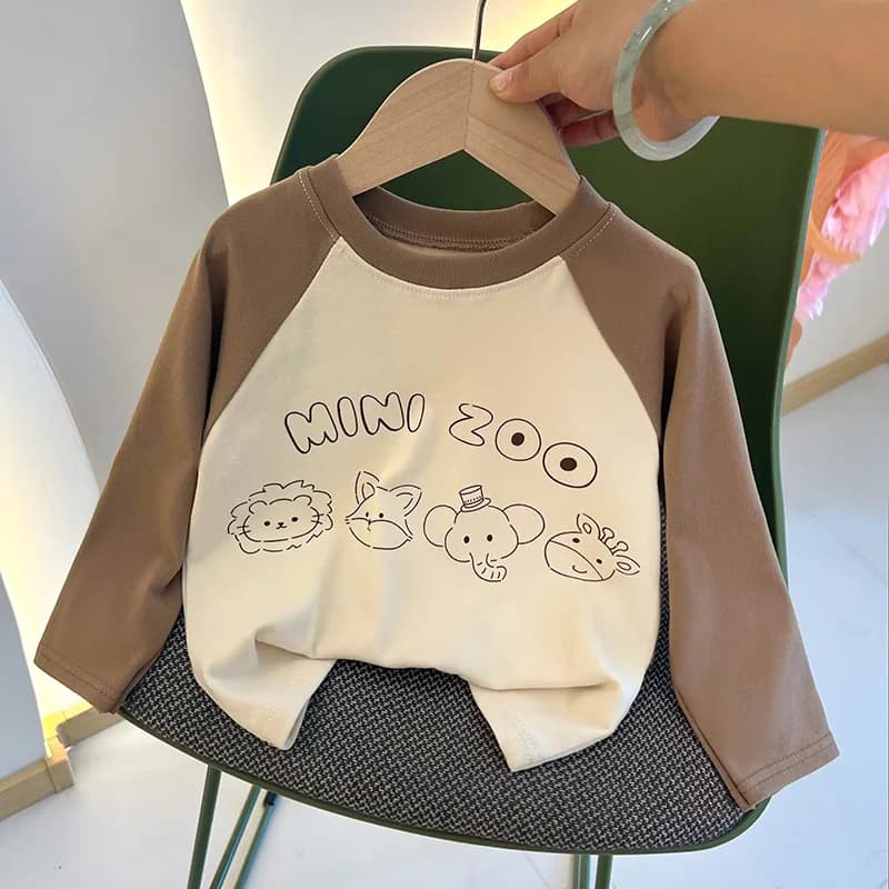 T-shirt à manches longues pour filles et garçons, chemise de Base avec lettres, vêtements pour enfan