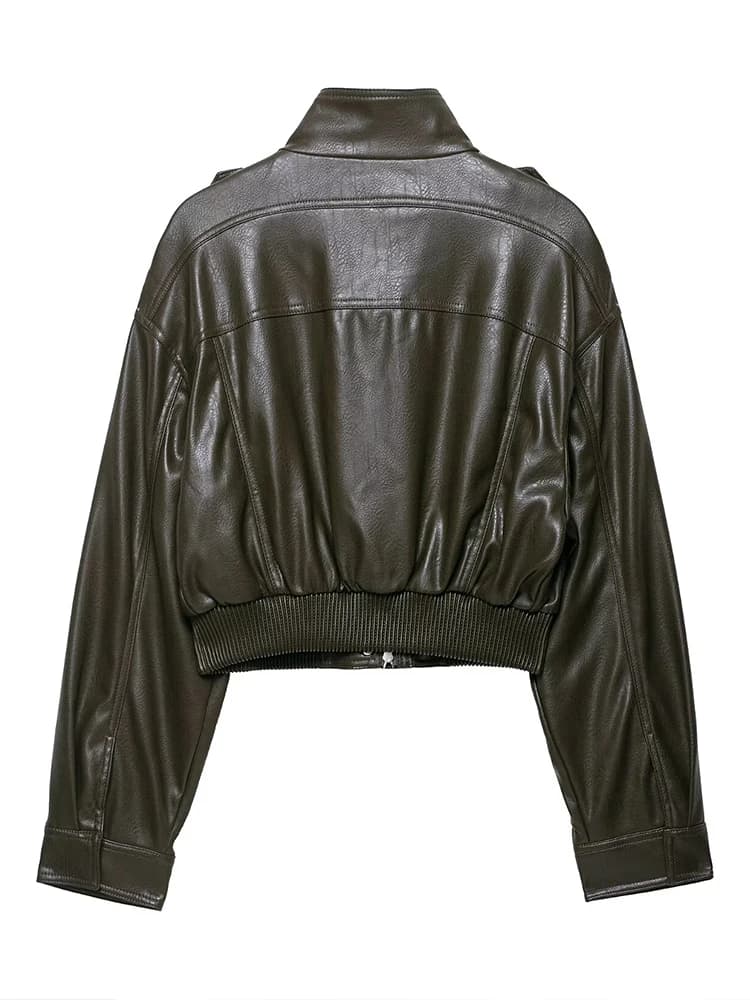 Nouvelles Vestes Courtes Décontractées en Similicuir Chic pour Femme, Coupe Ample avec Fermeture Écl