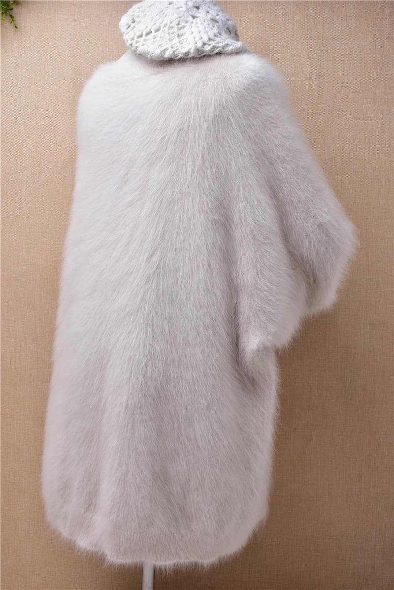 Pull tricoté en cachemire de vison pour femmes, doux, rose épais et chaud, col rond fendu, en fourru