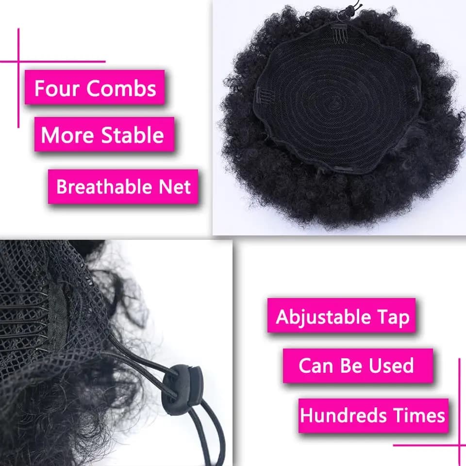 Extensions synthétiques queue de cheval Afro avec cordon de serrage, 10 pouces, pour femmes noires, 