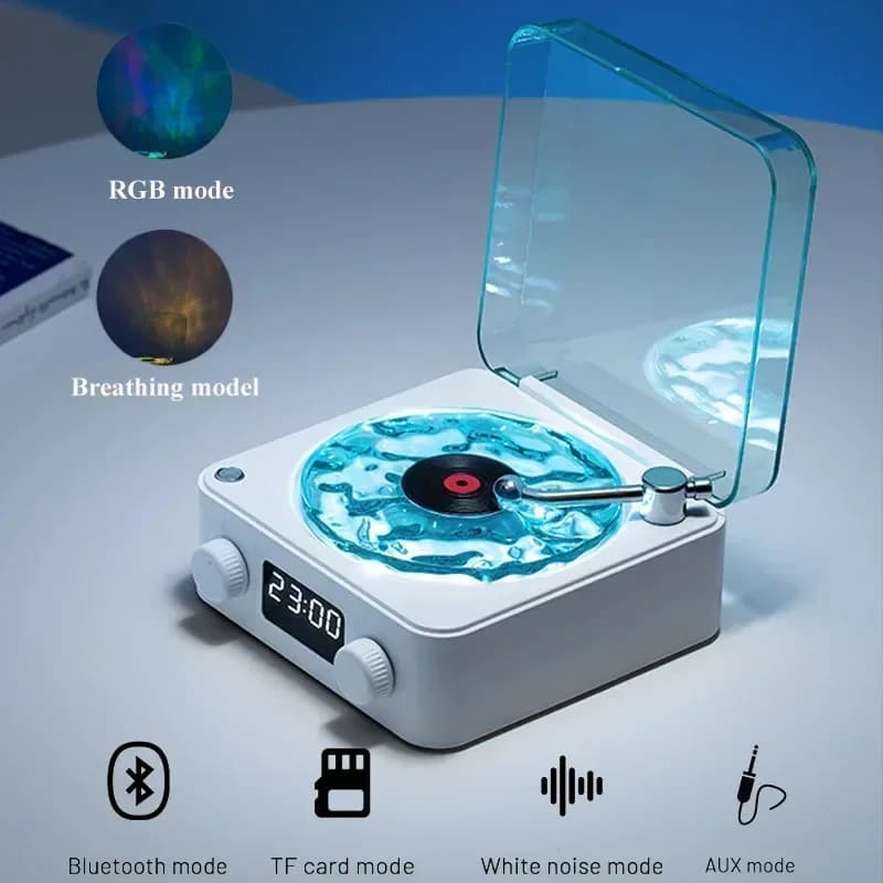 Lecteur vinyle Waves, haut-parleur Bluetooth avec bruit blanc, haut-parleur rétro, aide au sommeil, 