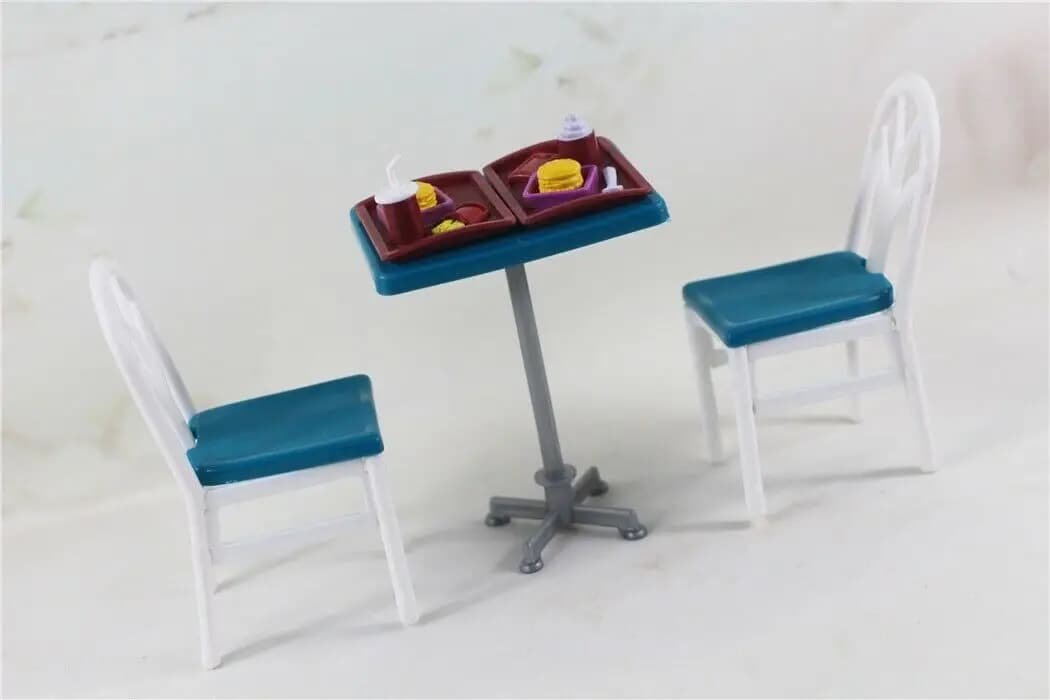 Mini table de restaurant en plastique, chaise, ensemble de nourriture pour 11,5 ", maison de jeu beu