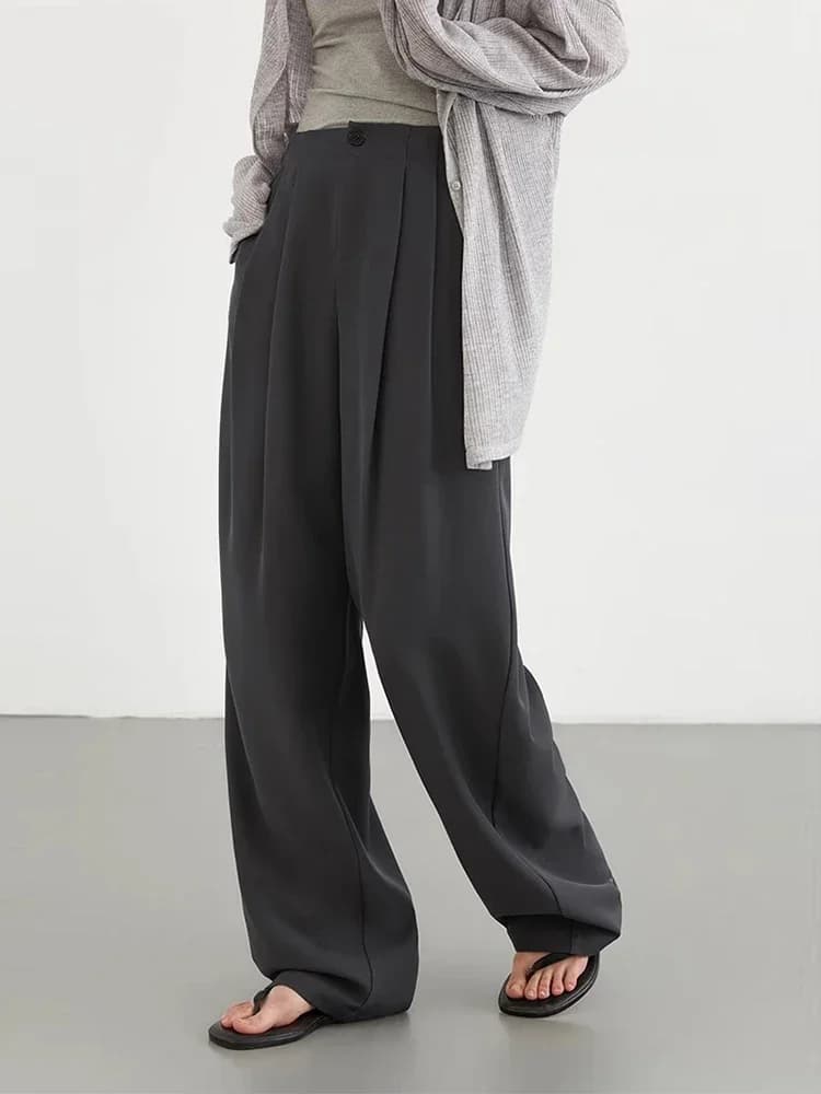 CHIC VEN femmes pantalons nouveau décontracté taille haute femme pantalon plissé tombant jambe large