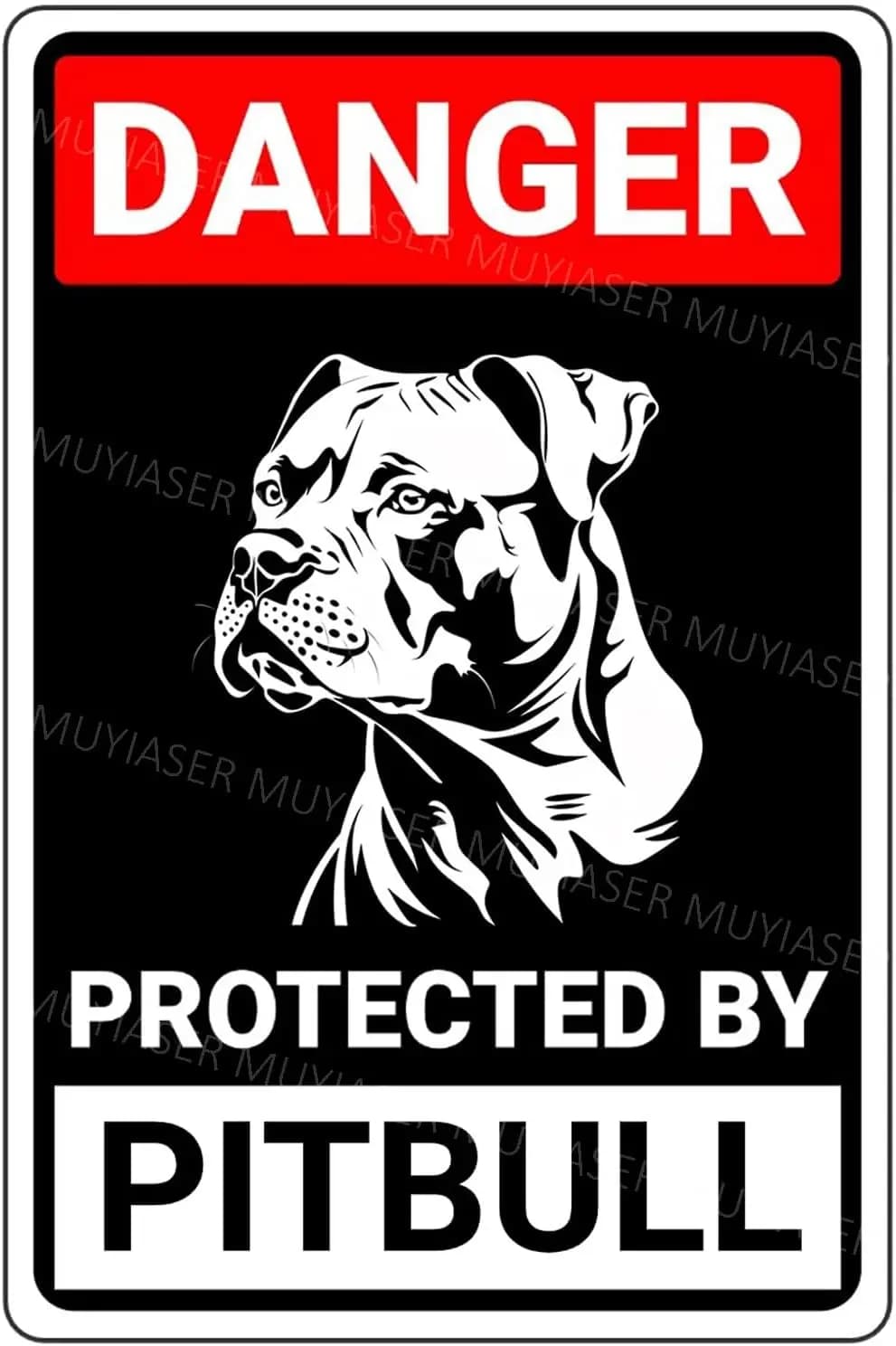 Panneau de porte en aluminium et étain, protégé par Pitbull, méfiez-vous du chien, panneau d'avertis