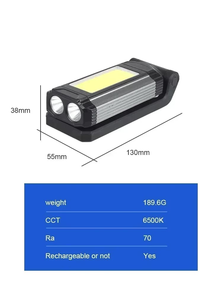 Lampe de travail magnétique COB, Rechargeable par USB, lampe de poche LED, lanterne Portable, lampe 