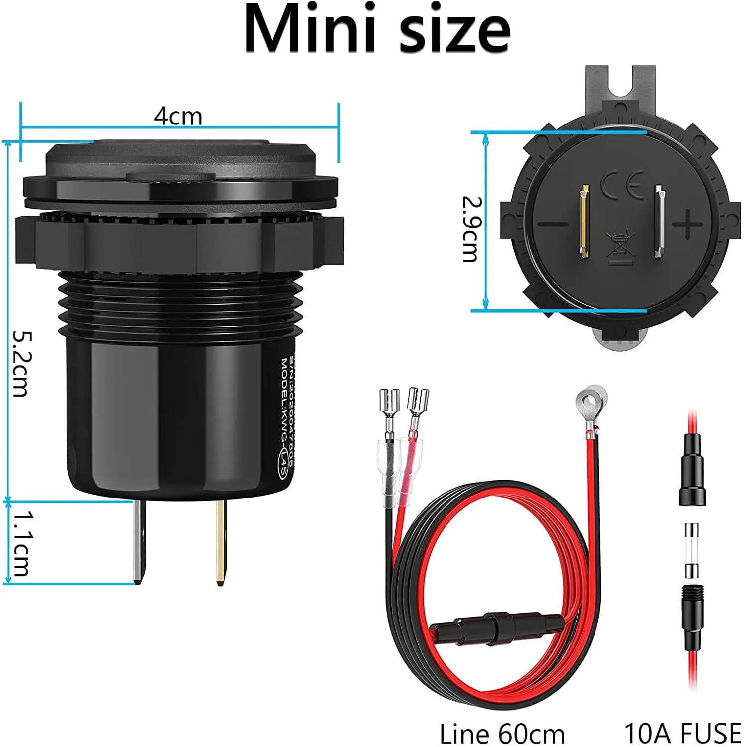 Adaptateur de chargeur automatique QC3.0 36W étanche avec interrupteur de voltmètre, prise de charge