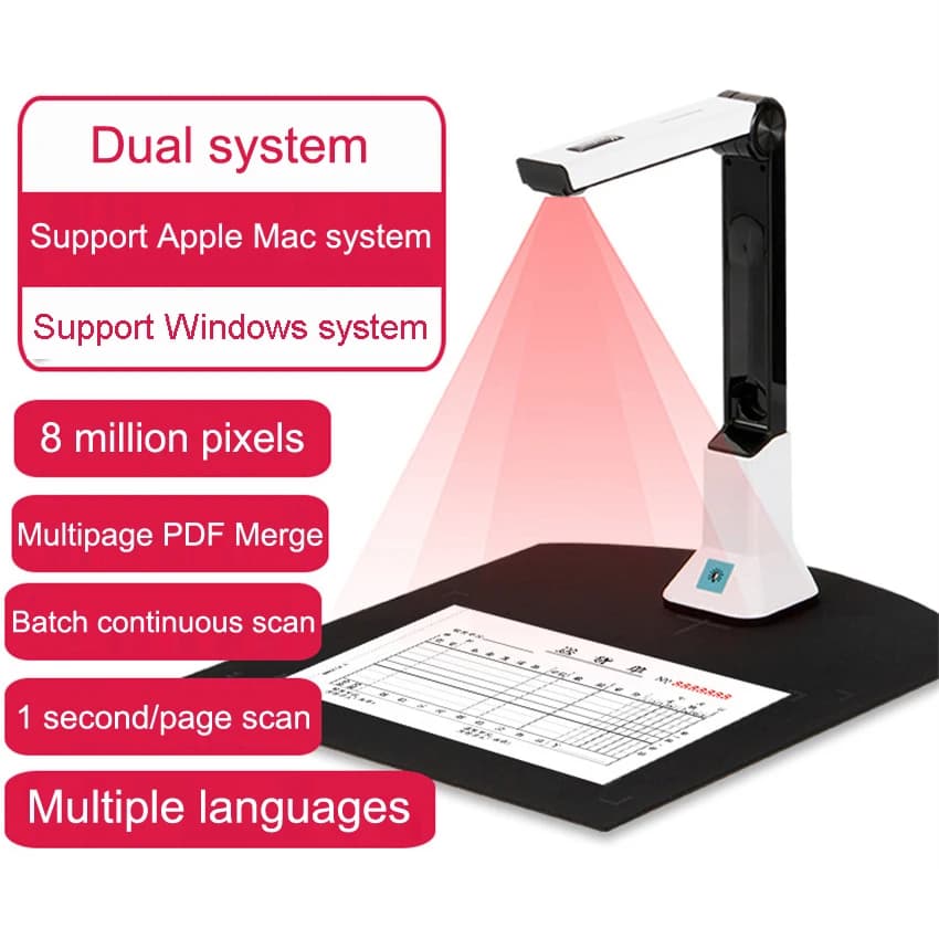 Scanner portable haute définition, caméra à documents avec fonction statique vidéo de projection en 