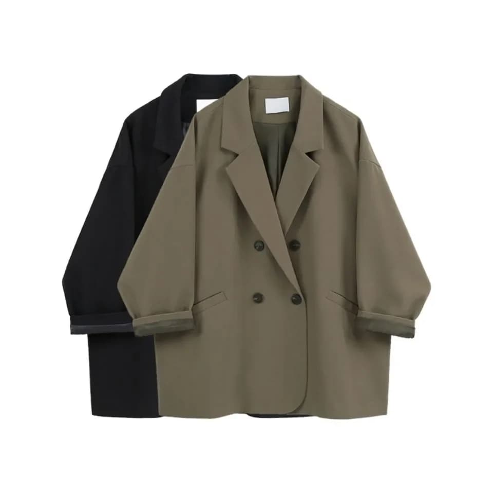 Blazer croisé à manches longues pour femmes, veste chic coréenne, manteau de printemps noir, vêtemen