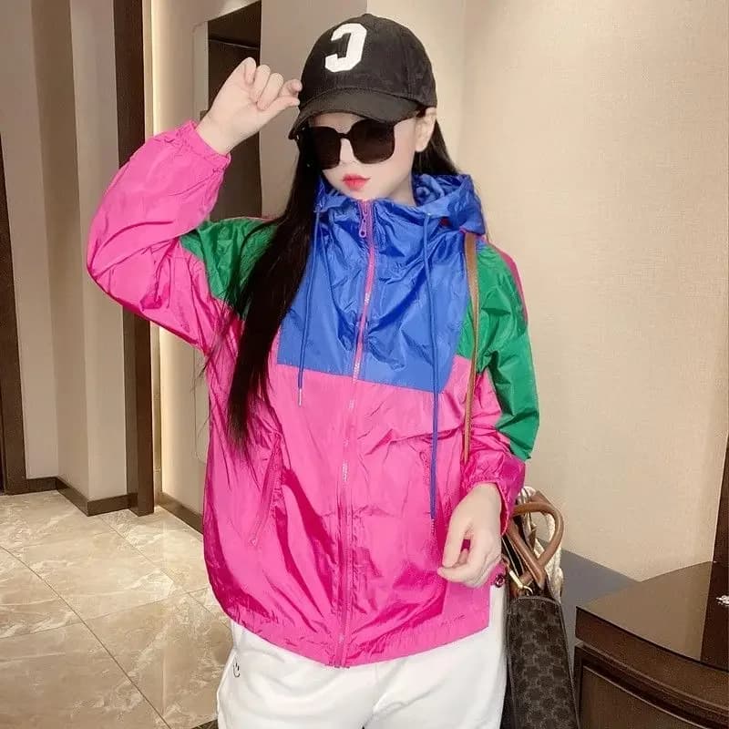Veste à capuche à manches longues pour femmes, sweat-shirt, vêtements de protection solaire, patchwo